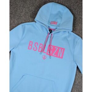 Baseball Lifestyle 101 Short Sleeve Hoodie Mens Small Cotton Candy Blue EUC